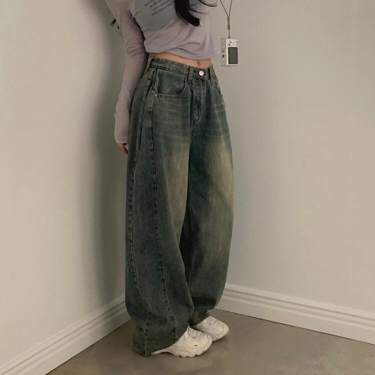 워크 빈티지 사이드 핀턱 워싱 와이드 데님팬츠 5color 중청