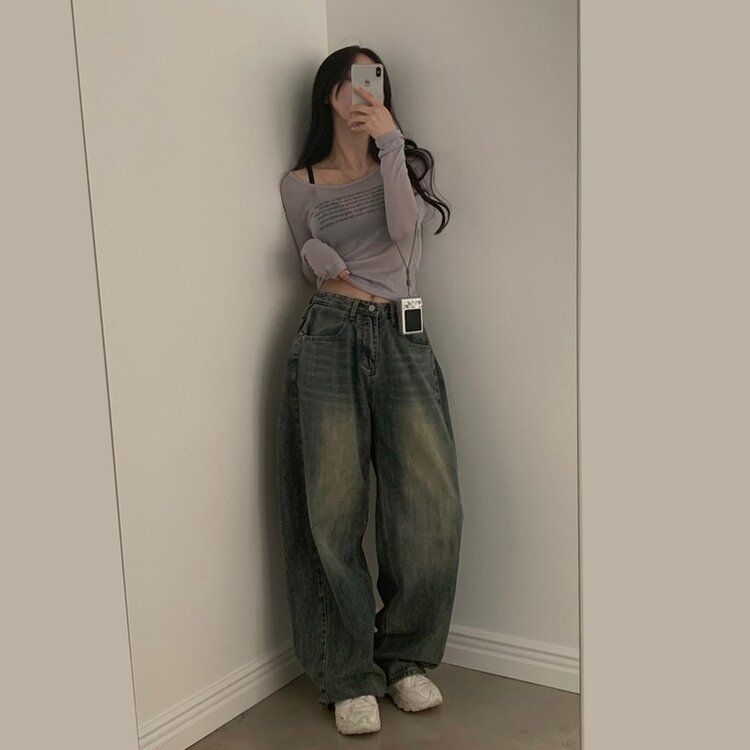 워크 빈티지 사이드 핀턱 워싱 와이드 데님팬츠 5color 중청