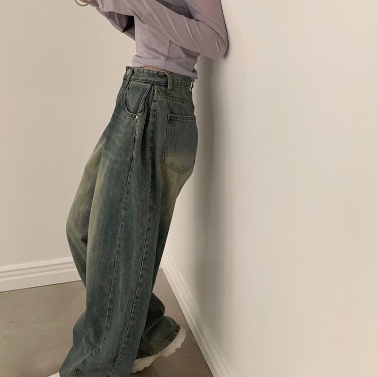 워크 빈티지 사이드 핀턱 워싱 와이드 데님팬츠 5color 중청