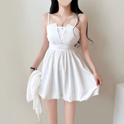 ビスチェバックリボンキャミソールミニワンピース｜ミニ