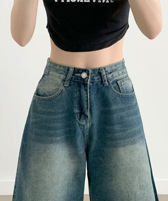 [흔치않은워싱!/~XL] 포챠 빈티지 워싱 버뮤다 데님팬츠 진청