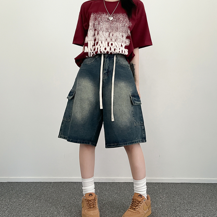 ビンテージカーゴデニムバミューダハーフパンツ DARK BLUE