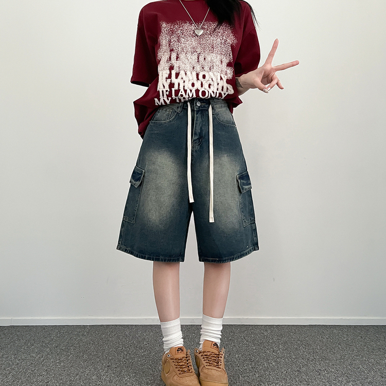 ビンテージカーゴデニムバミューダハーフパンツ DARK BLUE