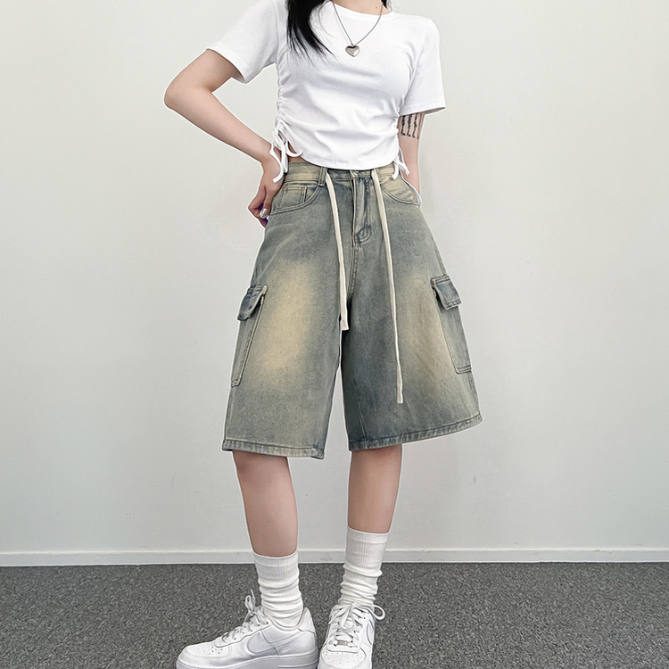 ビンテージカーゴデニムバミューダハーフパンツ LIGHT BLUE