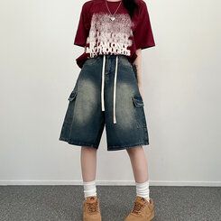 ビンテージカーゴデニムバミューダハーフパンツ DARK BLUE