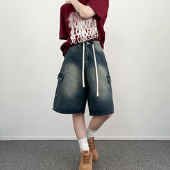 ビンテージカーゴデニムバミューダハーフパンツ DARK BLUE