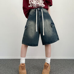 ビンテージカーゴデニムバミューダハーフパンツ DARK BLUE