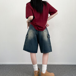 ビンテージカーゴデニムバミューダハーフパンツ DARK BLUE