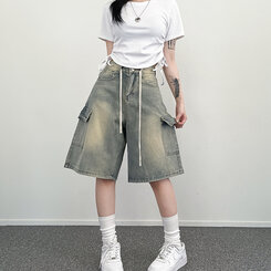 ビンテージカーゴデニムバミューダハーフパンツ LIGHT BLUE