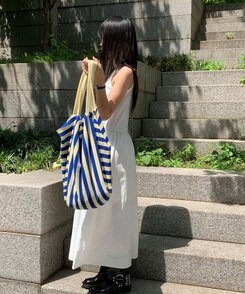 バッグ ストライプビーチショルダーバッグ BLUE