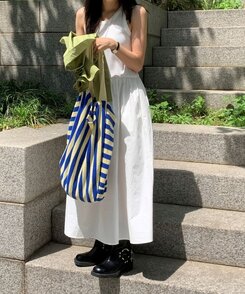 バッグ ストライプビーチショルダーバッグ BLUE