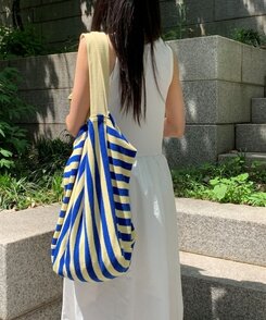 バッグ ストライプビーチショルダーバッグ BLUE