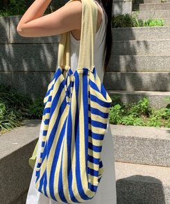 バッグ ストライプビーチショルダーバッグ BLUE