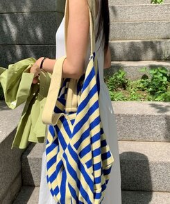 バッグ ストライプビーチショルダーバッグ BLUE
