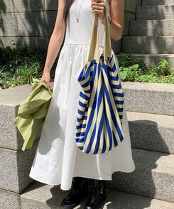 バッグ ストライプビーチショルダーバッグ BLUE