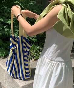 バッグ ストライプビーチショルダーバッグ BLUE