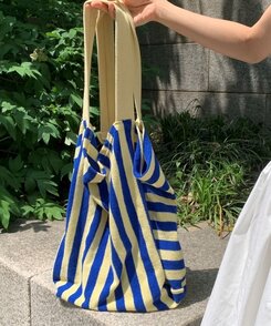 バッグ ストライプビーチショルダーバッグ BLUE