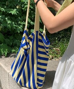 バッグ ストライプビーチショルダーバッグ BLUE