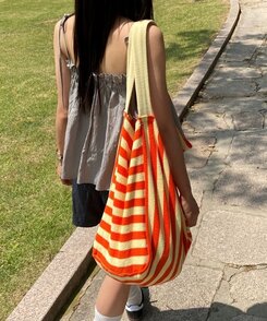 バッグ ストライプビーチショルダーバッグ ORANGE