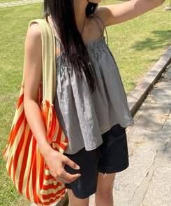 バッグ ストライプビーチショルダーバッグ ORANGE