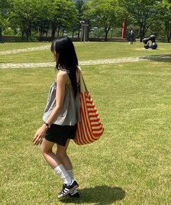 バッグ ストライプビーチショルダーバッグ ORANGE