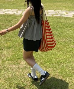 バッグ ストライプビーチショルダーバッグ ORANGE