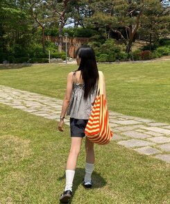 バッグ ストライプビーチショルダーバッグ ORANGE