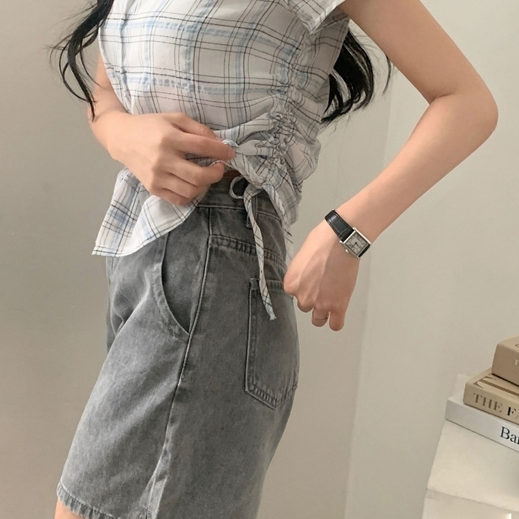 로빈 빈티지 스트링 체크 반팔 셔링남방셔츠 2color 아이보리