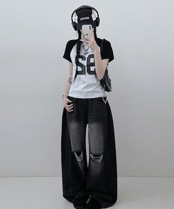 92ナグラン配色セミクロップ半袖Tシャツ MELANGE WHITE