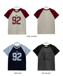 92ナグラン配色セミクロップ半袖Tシャツ