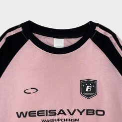 半袖Tシャツ ルーズフィットラグラン配色トラック半袖Tシャツ