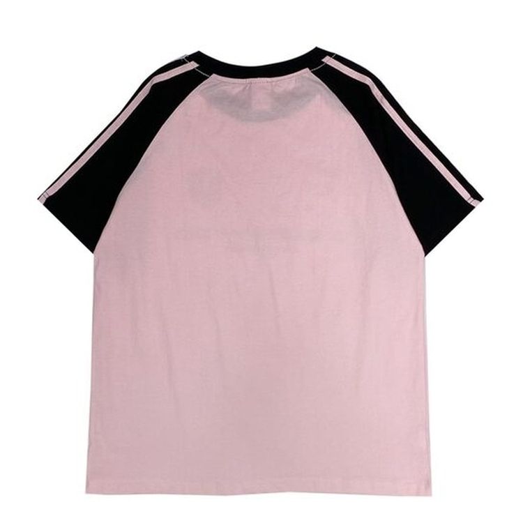 ルーズフィットラグラン配色トラック半袖Tシャツ