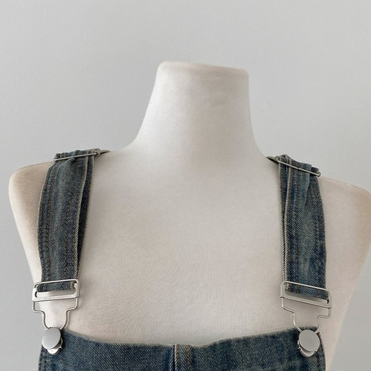 델로 워싱 와이드 오버롤 데님 멜빵 팬츠