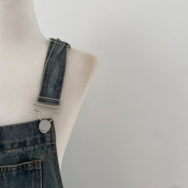 델로 워싱 와이드 오버롤 데님 멜빵 팬츠