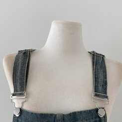 델로 워싱 와이드 오버롤 데님 멜빵 팬츠