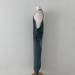 델로 워싱 와이드 오버롤 데님 멜빵 팬츠