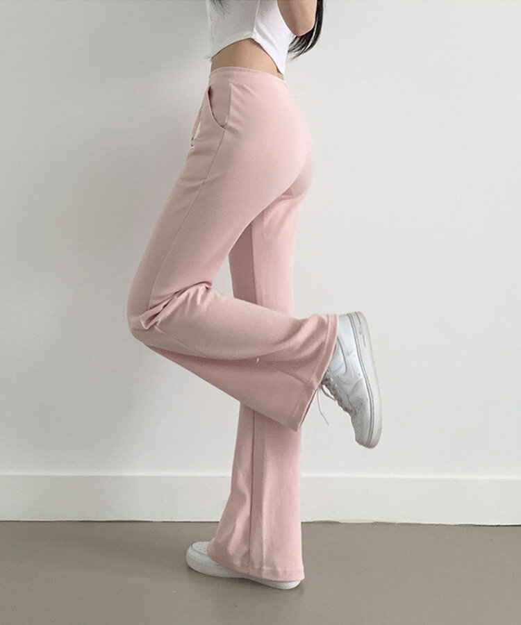 ハイウエストブーツカットトレーニングロングパンツ8色 PINK