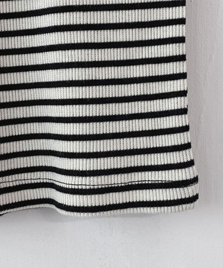 ナチュラルストライプオフショルダー半袖Tシャツ