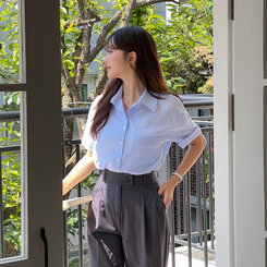 デイリーストライプ半袖シャツ SKY BLUE