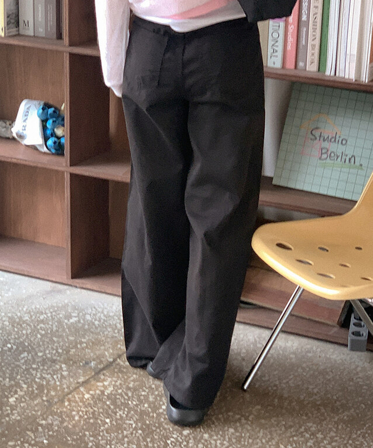 カジュアルワイドコットンパンツ BLACK