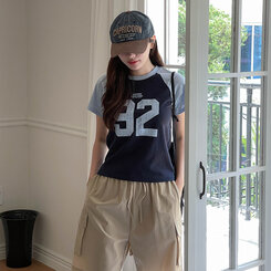 ビンテージプリント半袖Tシャツ NAVY