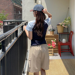 ビンテージプリント半袖Tシャツ NAVY