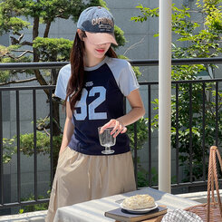 ビンテージプリント半袖Tシャツ NAVY
