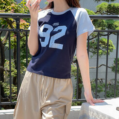 ビンテージプリント半袖Tシャツ NAVY