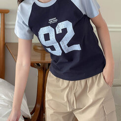 ビンテージプリント半袖Tシャツ NAVY