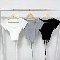 半袖Tシャツ スパンクロップスクエアネック半袖Tシャツ