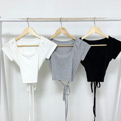 半袖Tシャツ スパンクロップスクエアネック半袖Tシャツ