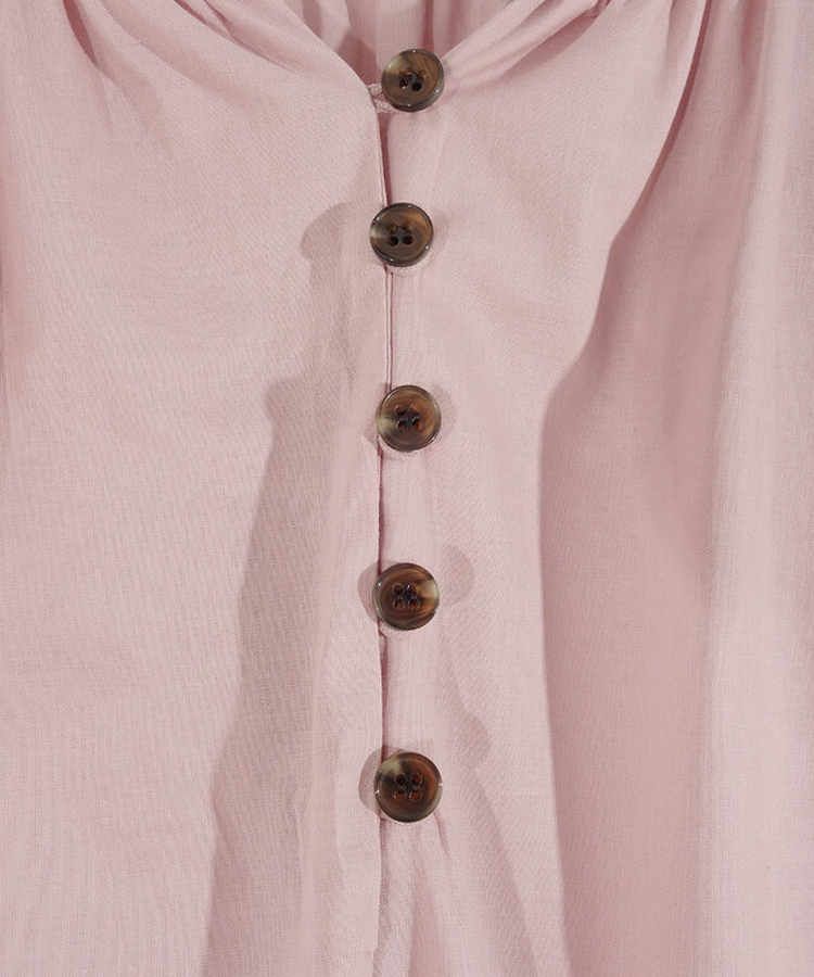 ボタンシャーリングパフ半袖ブラウス