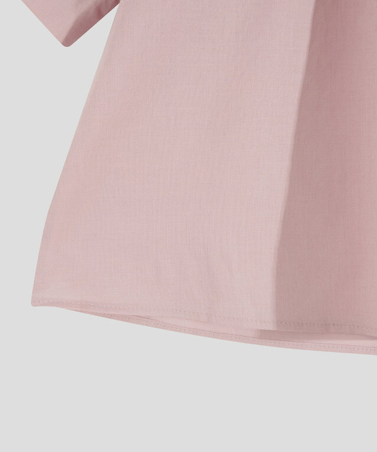 ボタンシャーリングパフ半袖ブラウス