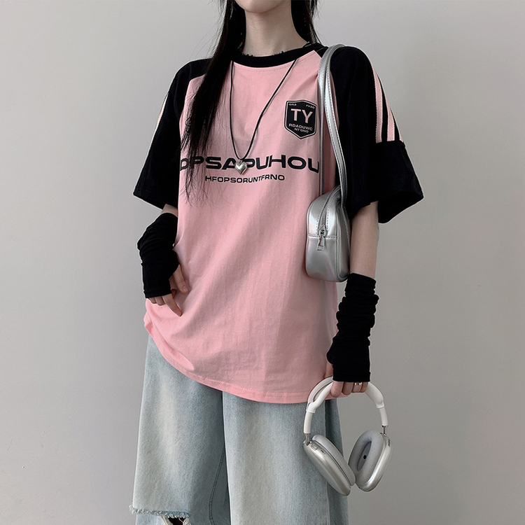 オーバーフィット配色スポーティー半袖Tシャツ｜半袖Tシャツ｜韓国